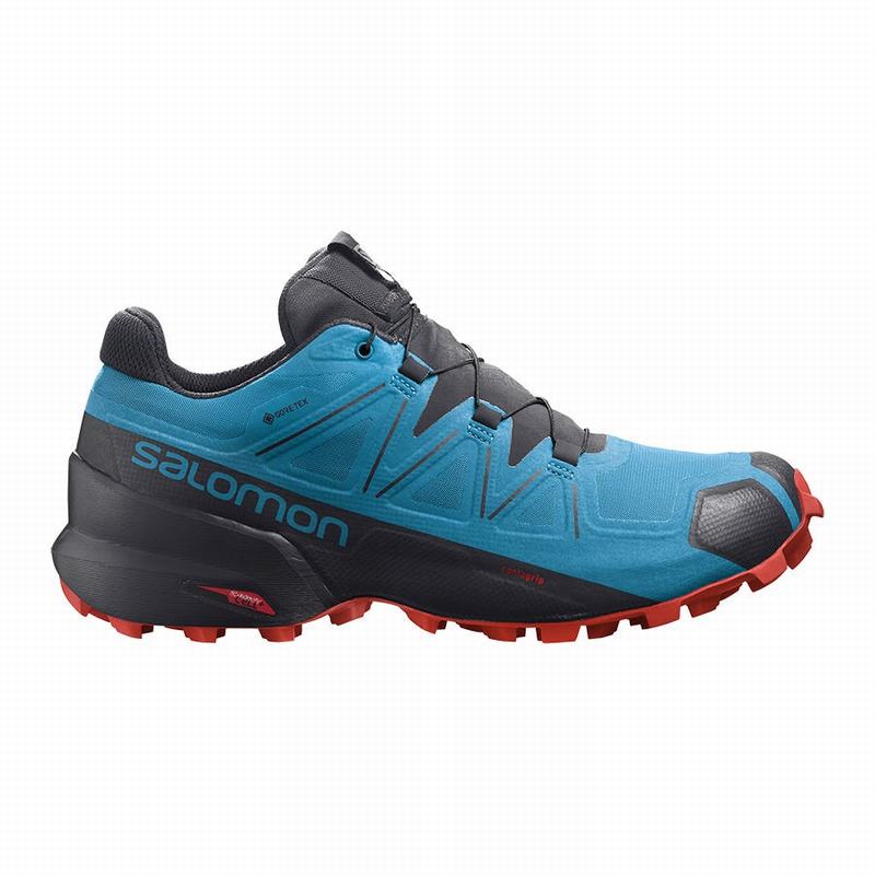 Salomon Israel SPEEDCROSS 5 GORE-TEX - Mens Trail Running Shoes - Blue/Black (XQHZ-39284)